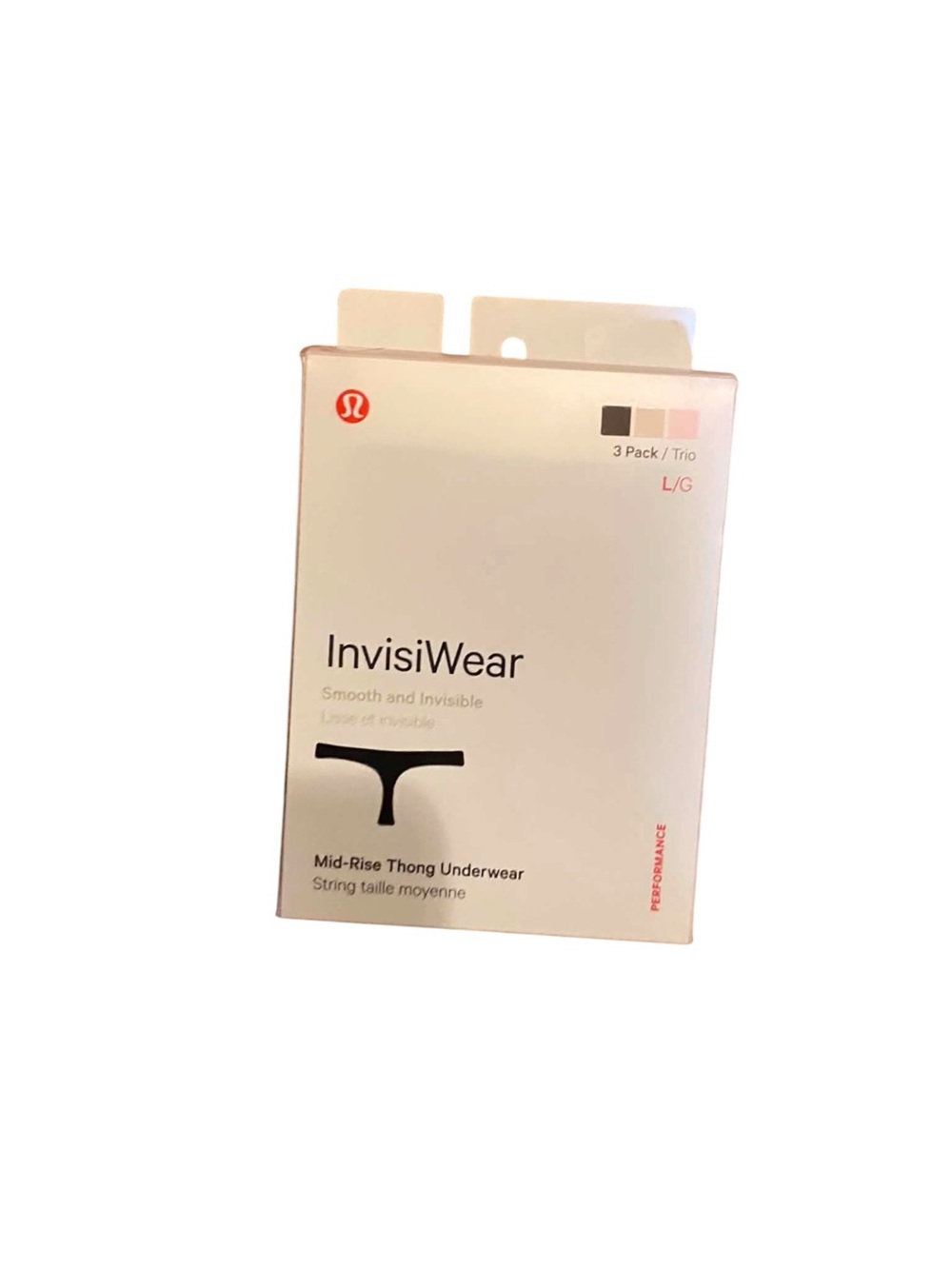 NWT Lululemon InvisiWear Mid-Riss Thong Underwear Size Large PINK/BLACK|CREAM